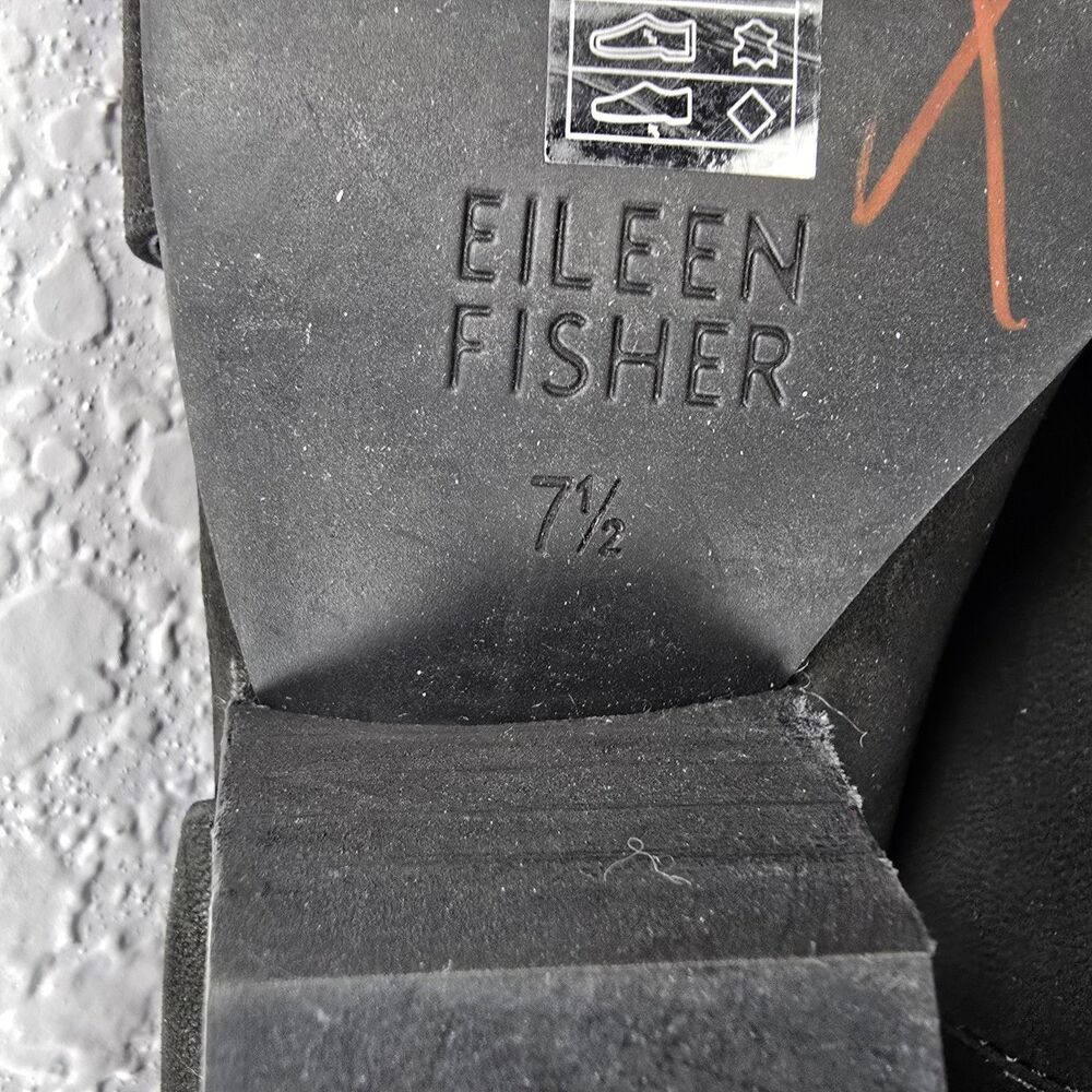 Eileen Fisher Fig D'Orsay Wedges Womens 7.5 Black Nubuck Leather Peep Toe Shoes - Picture 8 of 8